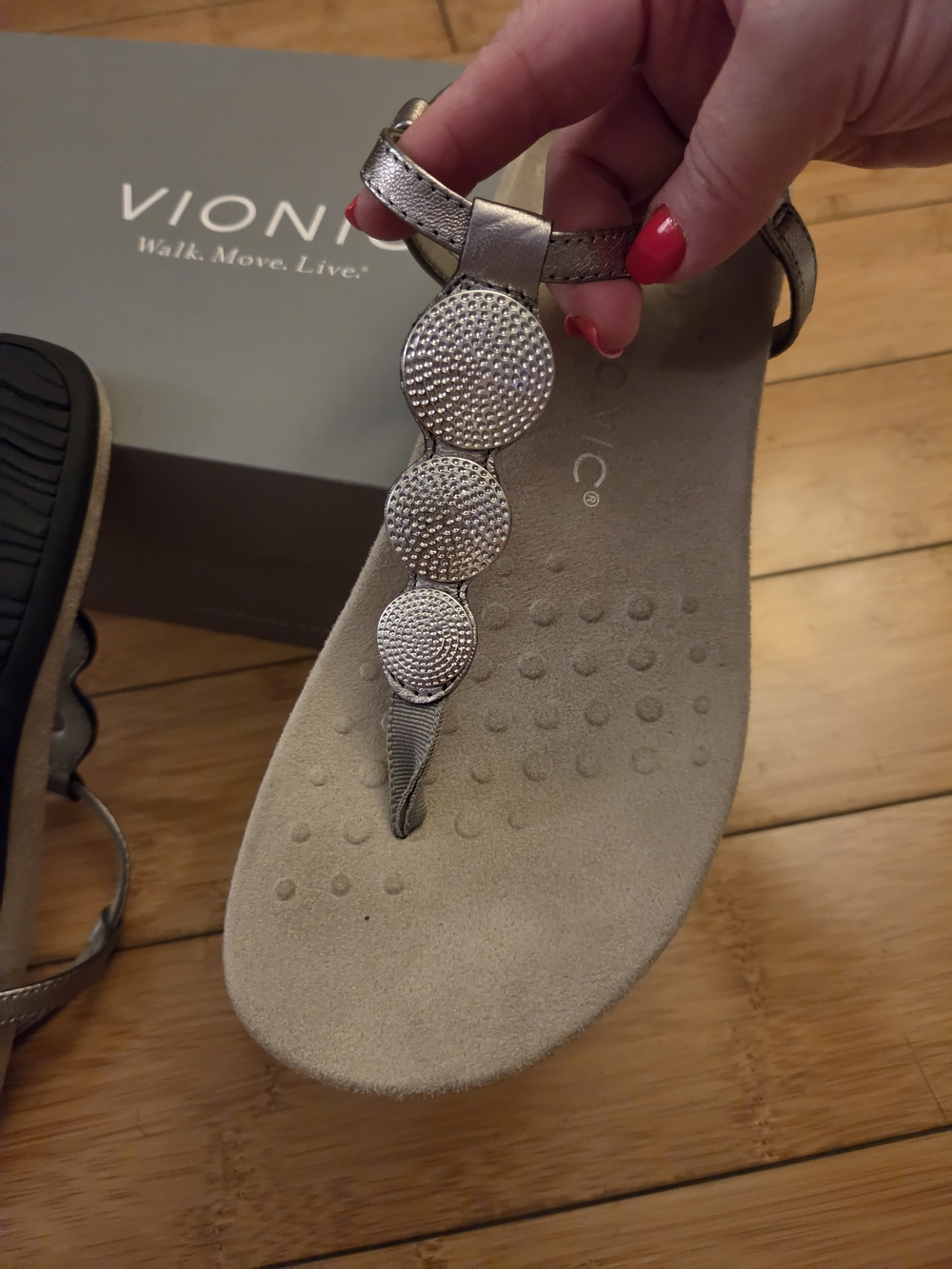 Vionic Orthopedic Support Metallic Silver Sandal - Comfortable Women's Footwear